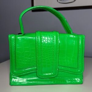 Zara Neon Green Croc-Embossed Mini Bag